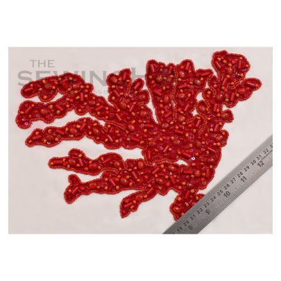 Angel Embroidery - clear sequins at the base and beads of varying shapes and sizes on top