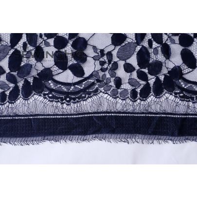 Ink Black Pearl Drop Pattern Chantilly Lace - mesh holds an array of pearl drops, giving you a contemporary yet elegant look