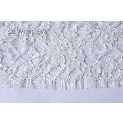 Milky White Floral Chantilly Lace - smooth texture lace possesses a graceful and flexible drape