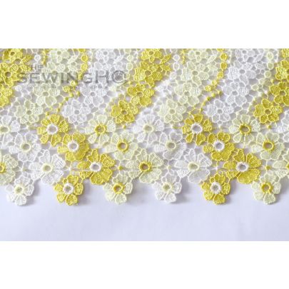 Yellow Guipure Lace - flowers all over are connected in a way that creates a unique construction