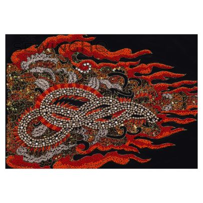 Anisa Fire Embroidery - a fiery beaded embellishment that depicts a masterpiece of art