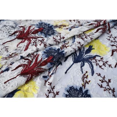 Embroidered Multi Chantilly Lace - an array of hues making an all-over floral texture