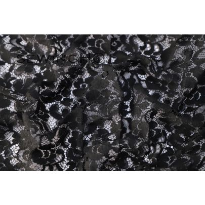 Beautiful Ink Black Lightweight Guipure Lace - contrast between the delicate lace and other fabric adds a unique and eye-catching element to designs