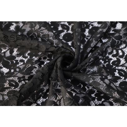 Beautiful Ink Black Lightweight Guipure Lace - contrast between the delicate lace and other fabric adds a unique and eye-catching element to designs