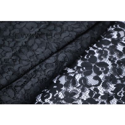 Beautiful Ink Black Lightweight Guipure Lace - contrast between the delicate lace and other fabric adds a unique and eye-catching element to designs