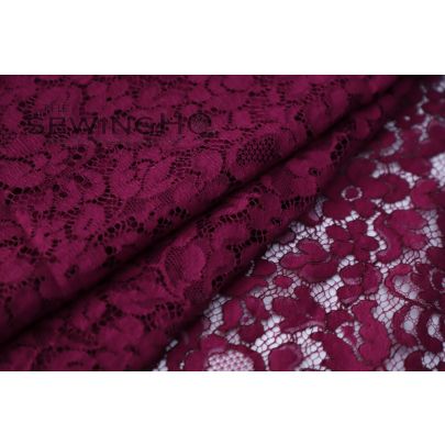 Vermillion Red Lightweight Guipure Lace - all-over floral pattern from Sophie Hallette