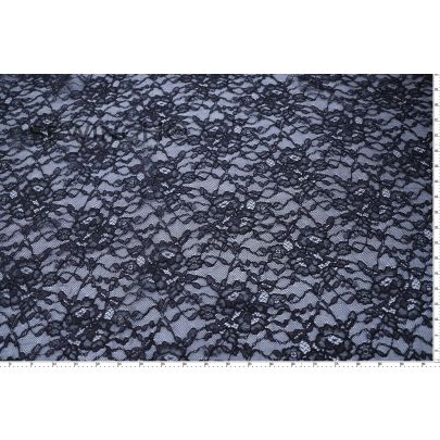 Ink Black Metallic Shimmer Chantilly Lace - mesmerizing metallic sheen in shades of reflective black