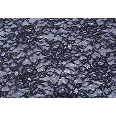 Ink Black Metallic Shimmer Chantilly Lace - mesmerizing metallic sheen in shades of reflective black