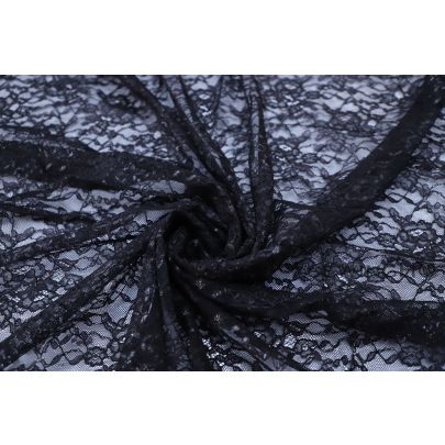 Ink Black Metallic Shimmer Chantilly Lace - mesmerizing metallic sheen in shades of reflective black