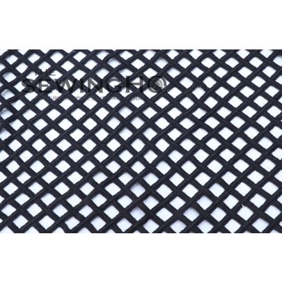 Black Net Structure Cotton Corded Lace - impeccable style with this thick witchy heavyweight black lace