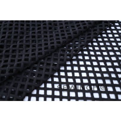 Black Net Structure Cotton Corded Lace - impeccable style with this thick witchy heavyweight black lace