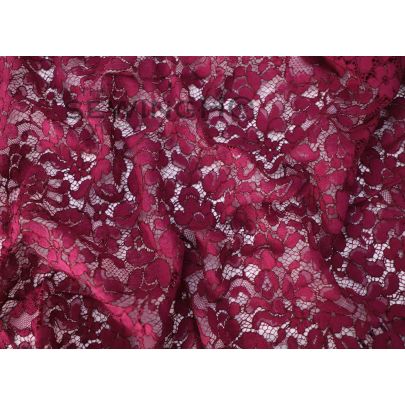 Vermillion Red Lightweight Guipure Lace - all-over floral pattern from Sophie Hallette