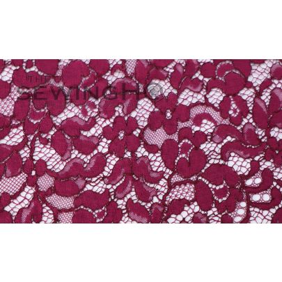 Vermillion Red Lightweight Guipure Lace - all-over floral pattern from Sophie Hallette