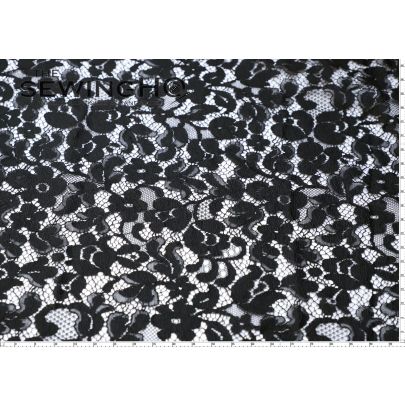 Black Lightweight Guipure Lace - lace comes in an all over floral pattern from Sophie Hallette