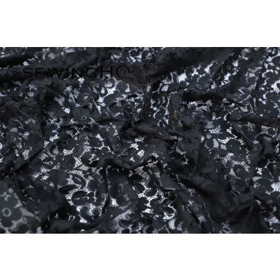 Black Lightweight Guipure Lace - lace comes in an all over floral pattern from Sophie Hallette