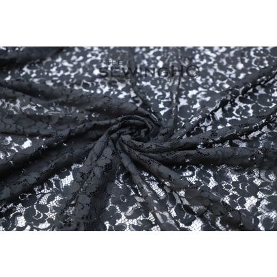 Black Lightweight Guipure Lace - lace comes in an all over floral pattern from Sophie Hallette