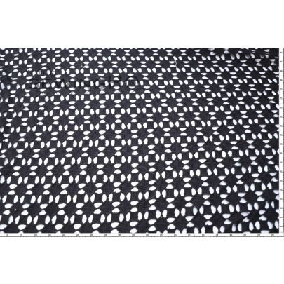 Geometrical Pattern Black Cotton Lace - black geometric cotton French lace is from Solstiss
