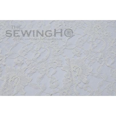 Milky White Floral Chantilly Lace - smooth texture lace possesses a graceful and flexible drape