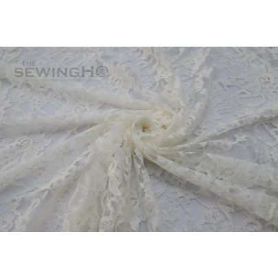 Milky White Floral Chantilly Lace - smooth texture lace possesses a graceful and flexible drape