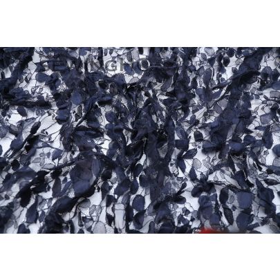 Ink Black Pearl Drop Pattern Chantilly Lace - mesh holds an array of pearl drops, giving you a contemporary yet elegant look