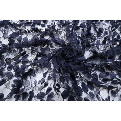 Ink Black Pearl Drop Pattern Chantilly Lace - mesh holds an array of pearl drops, giving you a contemporary yet elegant look