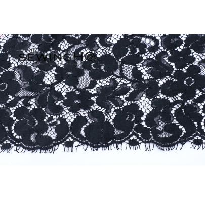 Beautiful Ink Black Lightweight Guipure Lace - contrast between the delicate lace and other fabric adds a unique and eye-catching element to designs