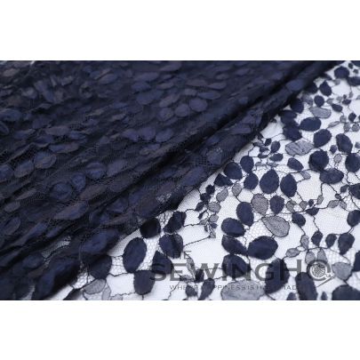 Ink Black Pearl Drop Pattern Chantilly Lace - mesh holds an array of pearl drops, giving you a contemporary yet elegant look