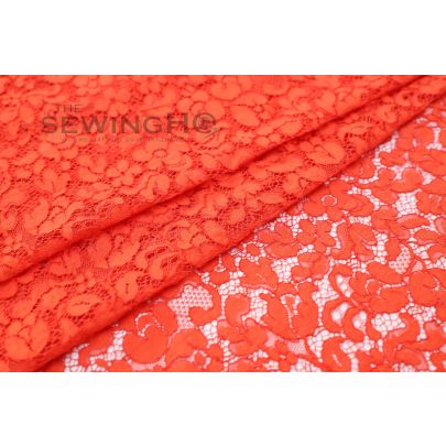 Red Lightweight Guipure Lace - floral pattern from Sophie Hallette