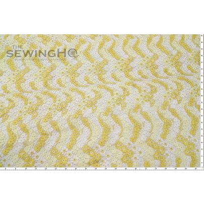 Yellow Guipure Lace - flowers all over are connected in a way that creates a unique construction