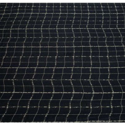 100% Rayon Navy Distressed Check Fabric