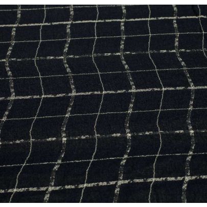 100% Rayon Navy Distressed Check Fabric