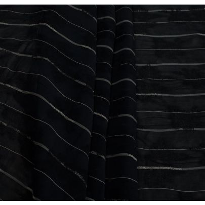 100% Rayon - Navy And White Broken Stripes Fabric