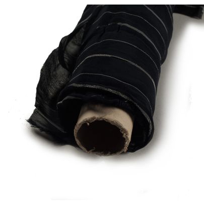 100% Rayon - Navy And White Broken Stripes Fabric