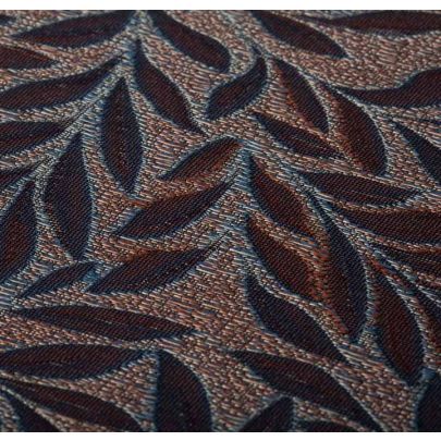100% Silk Jacquard Fabric - Blue Leaves