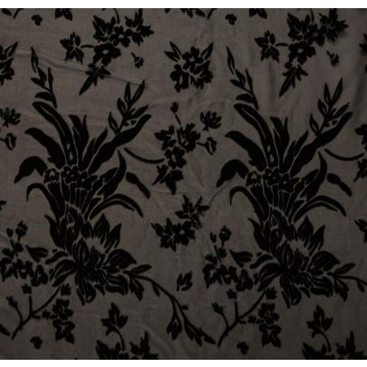 Silk Velvet Devore Floral Black Fabric (sold as 1.4m x 1.1m piece)