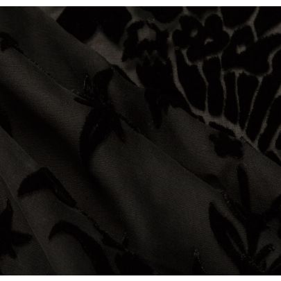 Silk Velvet Devore Floral Black Fabric (sold as 1.4m x 1.1m piece)