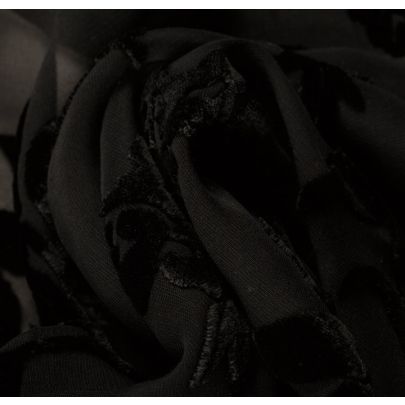 Silk Velvet Devore Floral Black Fabric (sold as 1.4m x 1.1m piece)