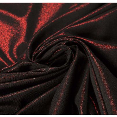 Polyester Foil Print Red Fabric