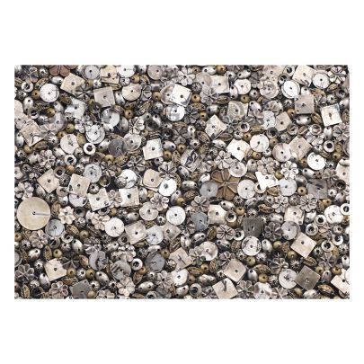 Angela Metallic Embroidery - metallic adornment giving a resin finish features a blend of antique silver and copper metal discs with various shapes