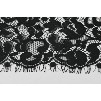 Black Lightweight Guipure Lace - lace comes in an all over floral pattern from Sophie Hallette