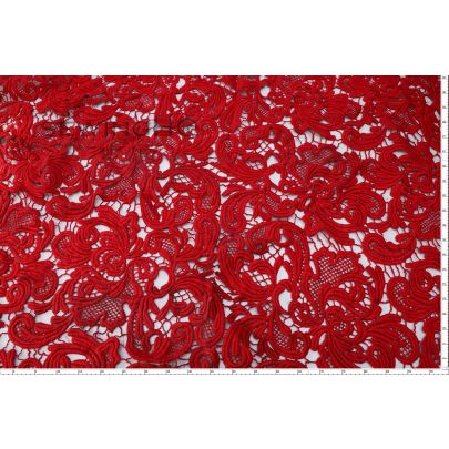 Rose Red Embroidered Guipure Lace