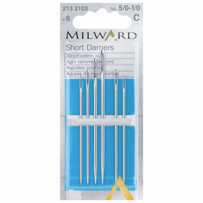 Milward Assorted Short Darner Hand Sewing Needles 6 Pack Size (5/0-1/0) 