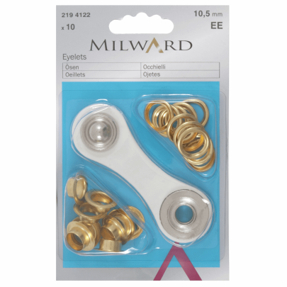 Milwards Eyelets: Brass: Gold: 10.5mm: 10 Pieces