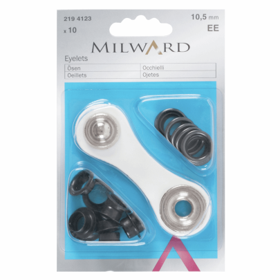  Milward Eyelets: Brass: Black: 10.5mm: 10 Pieces