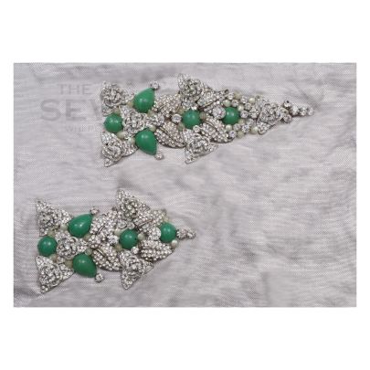 Anna Stud Embroidery - three-dimensional ornamentation in silver and green