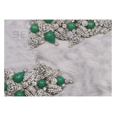 Anna Stud Embroidery - three-dimensional ornamentation in silver and green
