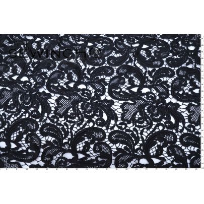 Black Embroidered Guipure Lace - the world-famous house of lace, Sophie Hallette