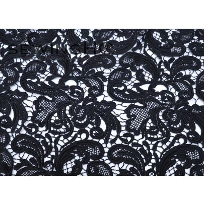 Black Embroidered Guipure Lace - the world-famous house of lace, Sophie Hallette