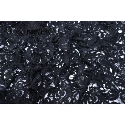 Black Embroidered Guipure Lace - the world-famous house of lace, Sophie Hallette