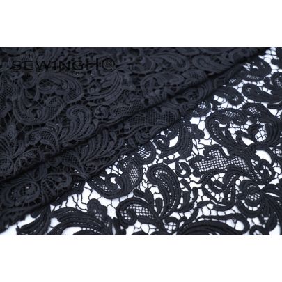 Black Embroidered Guipure Lace - the world-famous house of lace, Sophie Hallette
